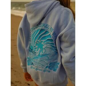 Pink Palm Puff Everything Comes In Waves Hoodie Hooded Sweatshirt